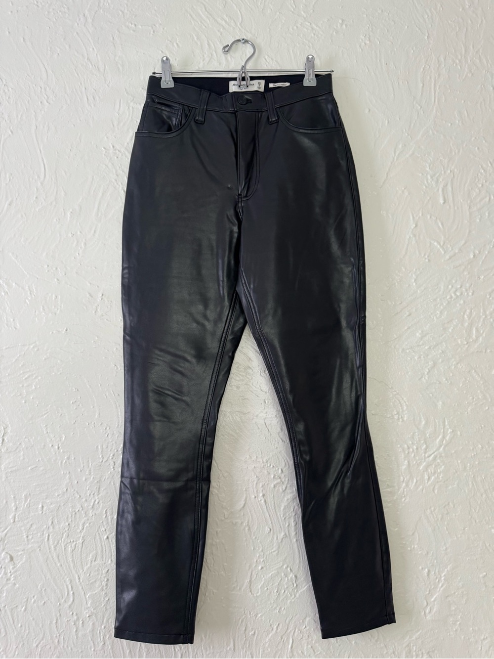 Abercrombie & Fitch Black Straight-Leg Faux Leather Pants